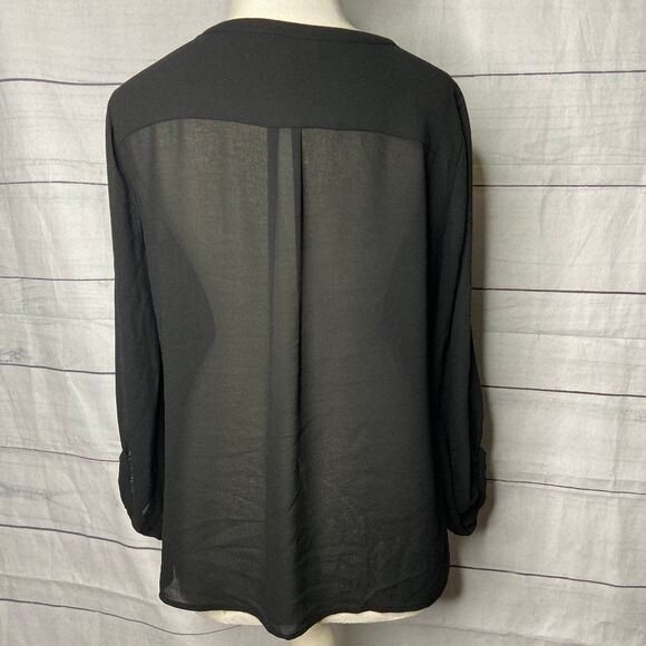 Loft black see through button up Medium - Picture 6 of 7
